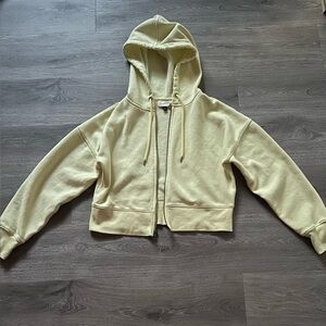 Yellow Cropped Zip Up